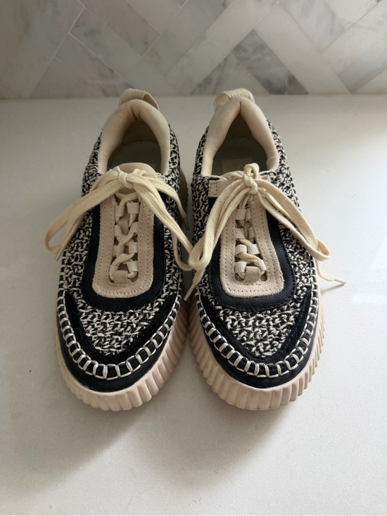 Dolce Vita Shoes - Dolce Vita Woven Platform Lace-Up Sneakers in Black & Cream